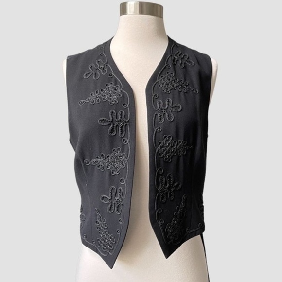 90’s DKNY Embroidered and Beaded Menswear Vest - Picture 1 of 16